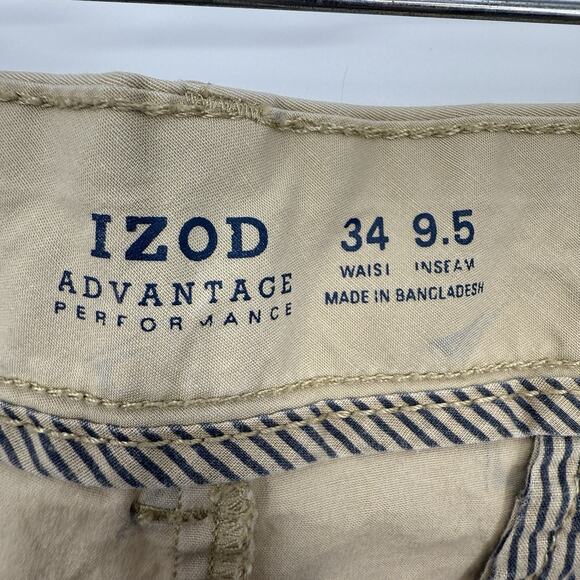 IZOD Advantage Performance Chino Shorts size 34 Khaki Sailboats Print 9.5" Insm - Picture 8 of 8